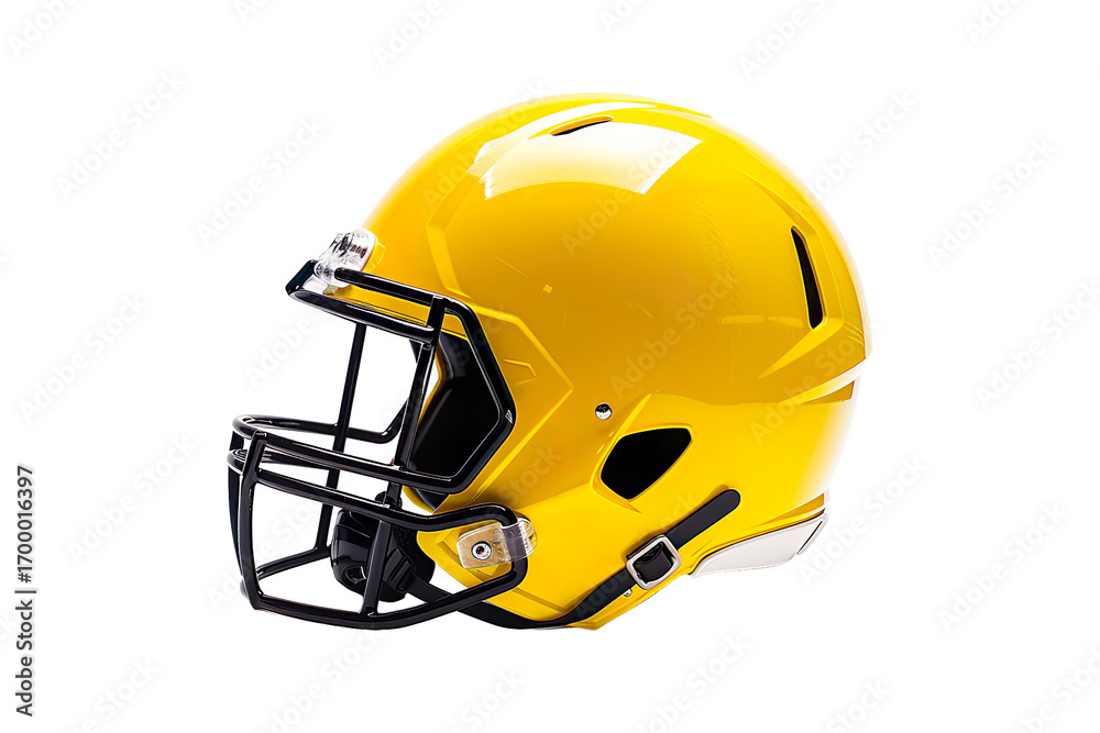 Fototapeta premium yellow American football helmet mock-up on a transparent background