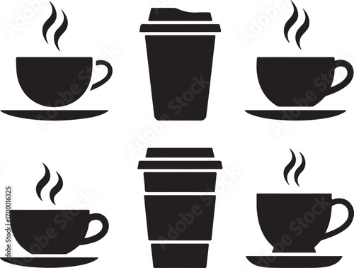 Coffee Cup and Mug Silhouette Collection for Cafe and Beverage Related Graphic Projects
