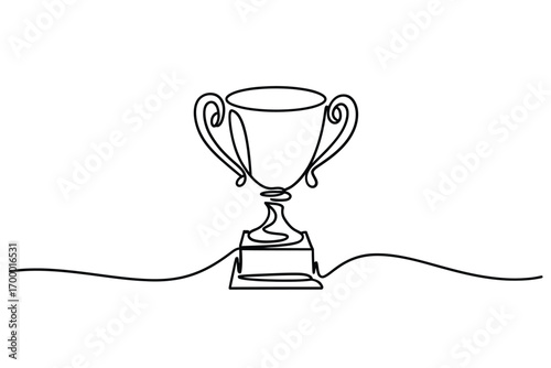 Minimalist line art trophy celebrating victory and achievement