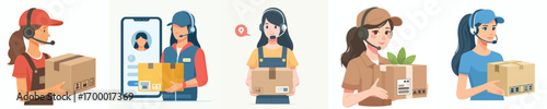 vector of a customer service expedition service