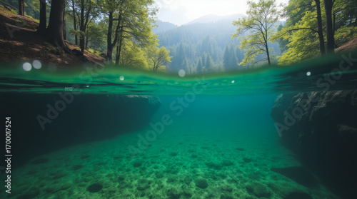 Green Lake Switzerland — Underwater Park Submerged by Seasonal Snowmelt with Trees Below Surface