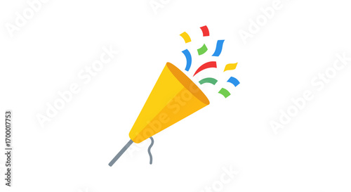 Exploding Party Popper with Colorful Confetti Celebration.