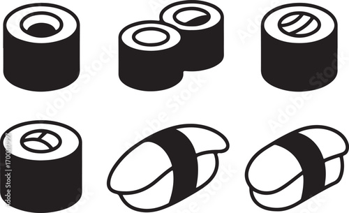 Sushi Selection A Collection of Delicious Sushi Icons on a Transparent Background for Foodies