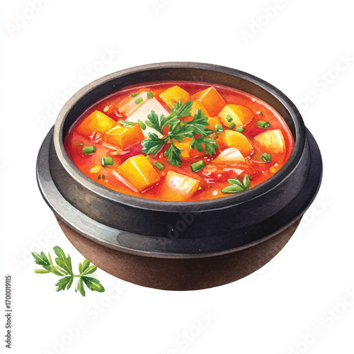 Hearty vegetable soup in a rustic bowl a comforting and flavorful meal.