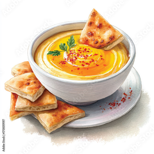 Hummus and Pita Bread A Culinary Delight for a Tasty Meal.