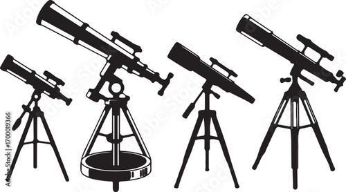 Collection of Telescope Silhouettes for Scientific Observation and Astronomical Research