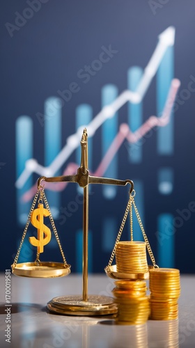 Investment balancing act financial growth business analysis chart trends professional workspace economic insight