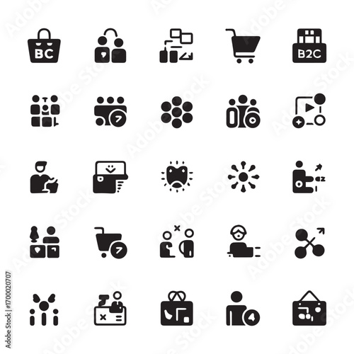 Black and White B2C Icon Set