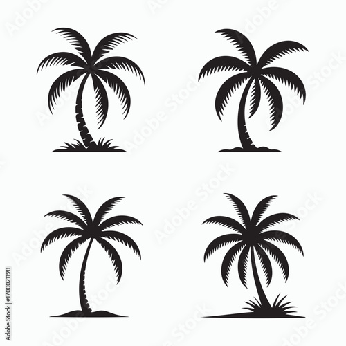 Set of tropical coconut tree icons