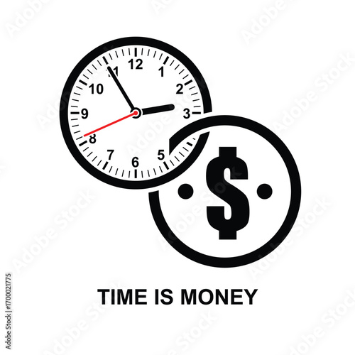 Time is money icon isolated on background vector illustration. Non AI generate.