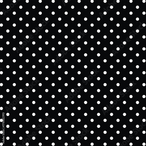 Seamless black and white polka dot pattern vector, classic retro fabric and wallpaper background.
