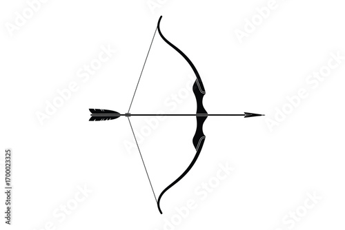 Traditional recurve bow and arrow ready for action