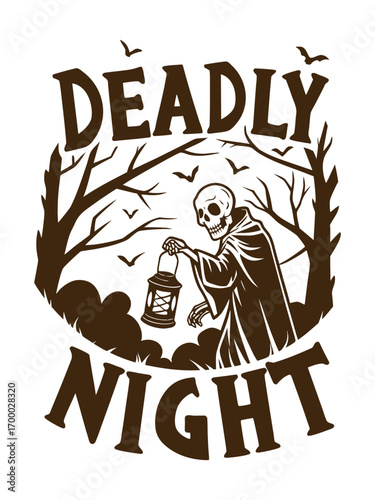Grunge Style Horror Illustration of a Creepy Skeleton, Spooky T-Shirt Design, Gothic Halloween Graphic, Dark Vector Art