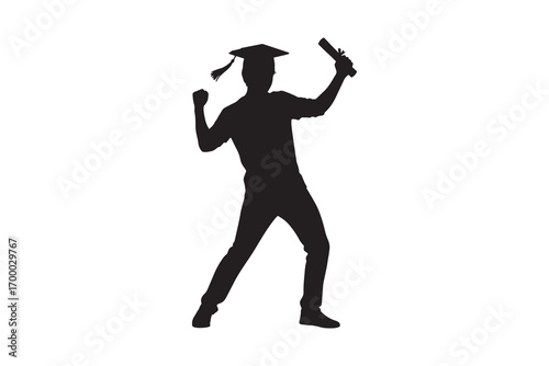 Celebrating Graduate Student Silhouette Vector