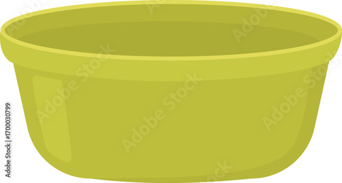Illustration of an empty light green plastic basin. Container for washing, cleaning or household isolated on white
