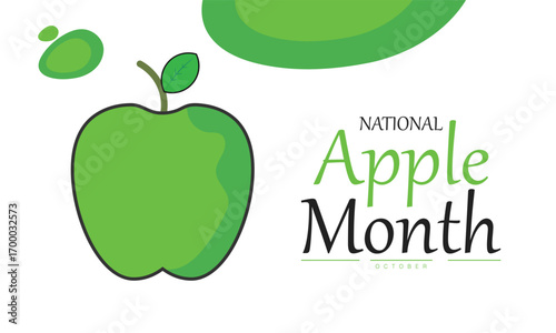 National Apple Month Poster Banner and Background Abstract Design Template with Fresh Apples Fruit Illustration for Healthy Eating Nutrition Awareness and Food Campaign

