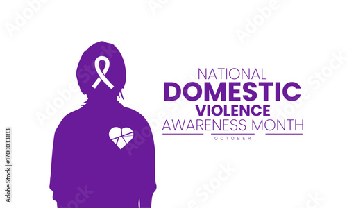 National Domestic Violence Awareness Month Poster Banner and Background Abstract Design Template for Prevention Education Support Social Campaign and Community Safety , purple background illustration
