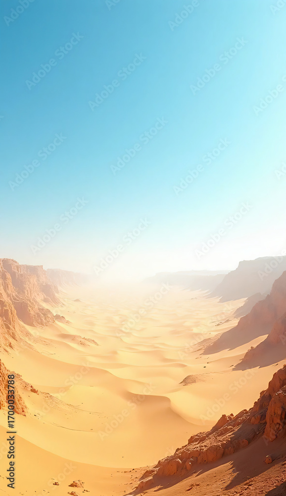 Naklejka premium Endless desert horizon under clear sky