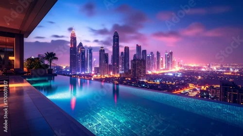 Wallpaper Mural Dubai Skyline at Night from Infinity Pool Torontodigital.ca