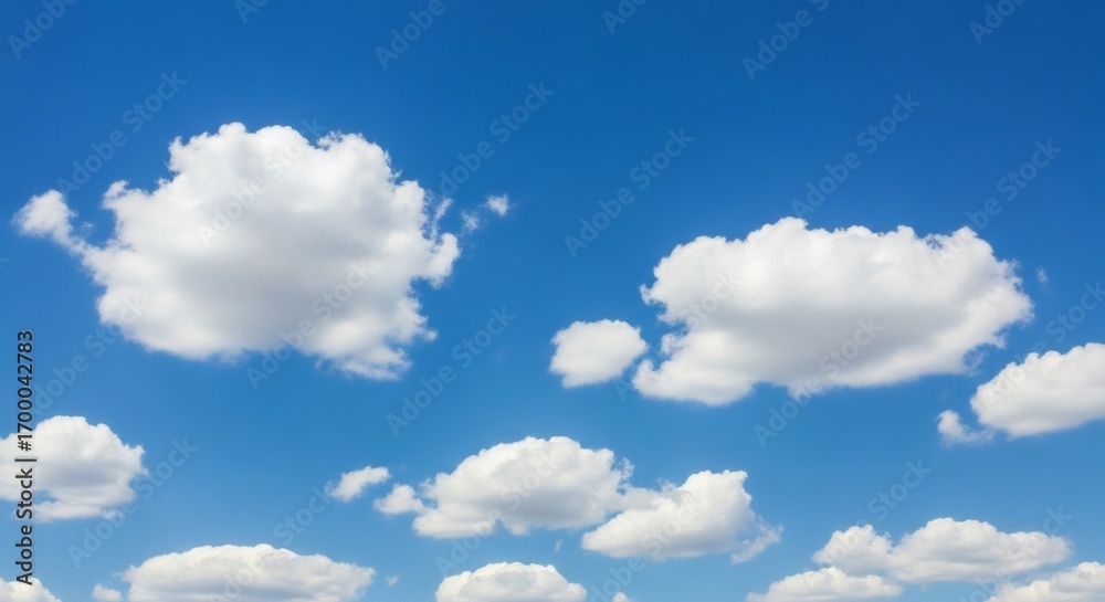 Fototapeta premium Bright white cumulus clouds against a clear blue sky