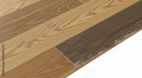 Closeup of a wooden floor with diagonal planks