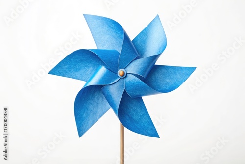 Bright Blue Pinwheel Spins Playfully in a Light Breeze During Afternoon