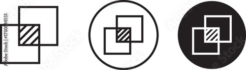 Object intersect icon for logo, vector sign symbol for design. triangles vector flat illustration icon - Borromean rings version black symbol isolated on. Simple element illustration. outline and flat