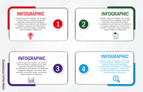 Business process visualization with timeline with diagram | 4 steps infographic modern corporate background for presentation, chart, data representation with icon