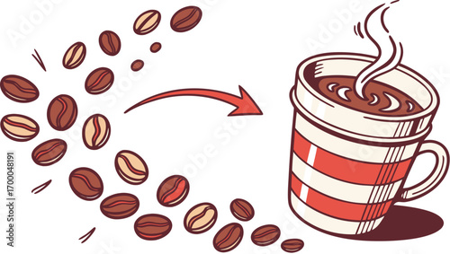 cup illustration with beans vector art coffee