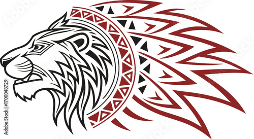 lion head tribal tattoo style vector design