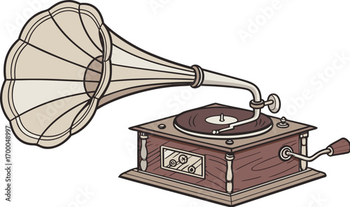 retro vinyl record player vector illustration