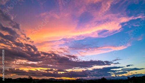 Dramatic sunset sky with colorful clouds