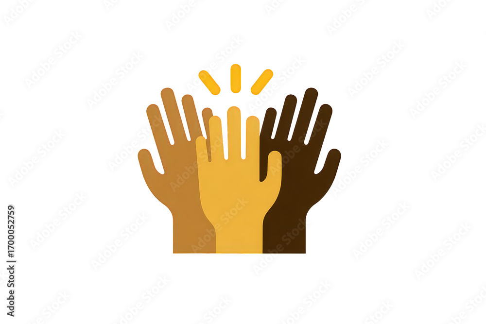 Obraz premium Diverse Hands High Five Celebrating Unity