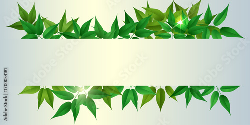 Green leaves border frame with blank space for text