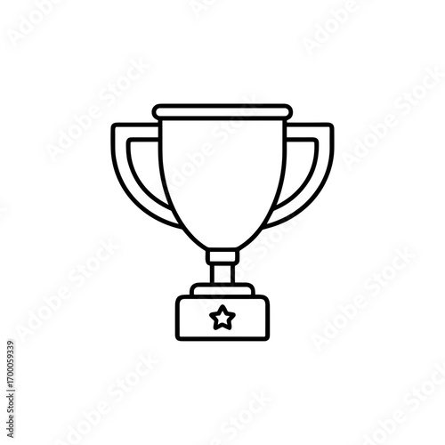 Trophy cup in outline style with star base and handles  