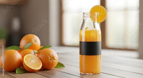 Fresh Orange Juice Bottle - Mock up