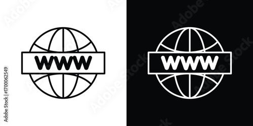 Website globe icon pictogram on White Background Editable Stroke.