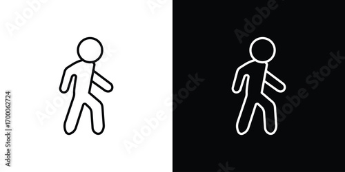 Walk icon pictogram on White Background Editable Stroke.