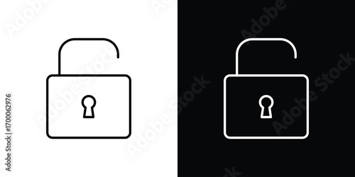 Unlock icon pictogram on White Background Editable Stroke.
