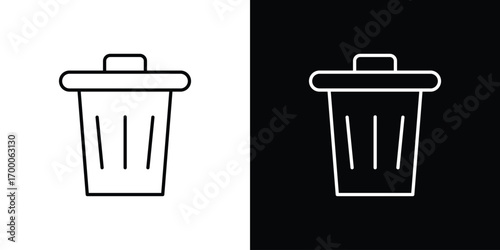 Trash Bin icon pictogram on White Background Editable Stroke.