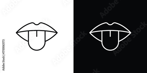 Tongue icon pictogram on White Background Editable Stroke.