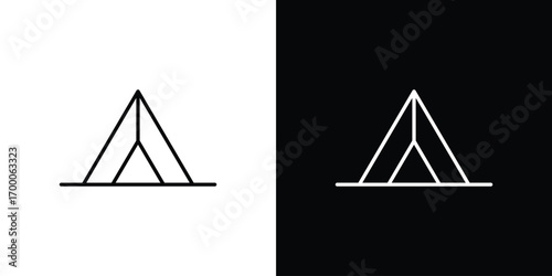 Tent icon pictogram on White Background Editable Stroke.