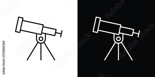 Telescope icon pictogram on White Background Editable Stroke.