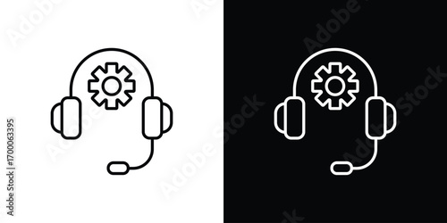 Technical support icon pictogram on White Background Editable Stroke.