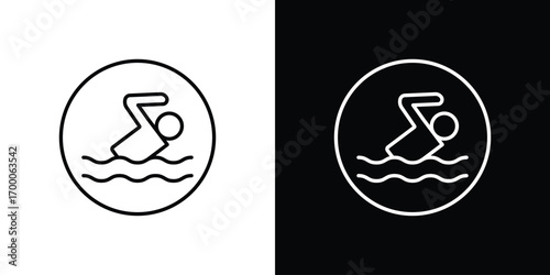 Swimming icon pictogram on White Background Editable Stroke.