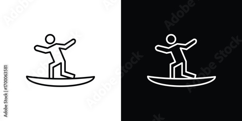 Surfer icon pictogram on White Background Editable Stroke.