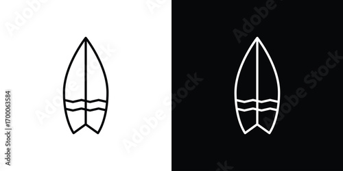 Surf board icon pictogram on White Background Editable Stroke.