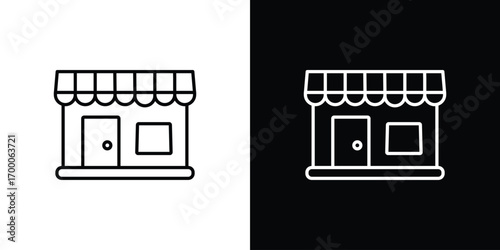 Store icon pictogram on White Background Editable Stroke.