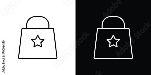 Shopping bag icon pictogram on White Background Editable Stroke.