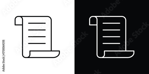 Scroll icon pictogram on White Background Editable Stroke.